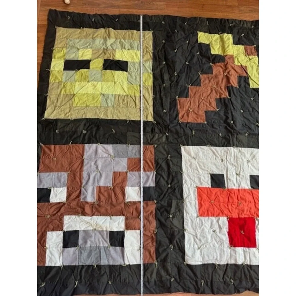 Mine Craft Chicken Zombie Cow Pickaxe Knotted Quilt Custom‎ 60